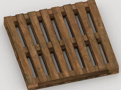 Wooden Pallet With Parallel Slats And Metal Nails For Storage Use 3d model