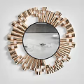 Decorative Wall Mirrors With Modern Geometric Patterns And Gold Black Frames 3d model