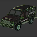 Black Armored Functional Police Vehicle With Red Blue Police Lights