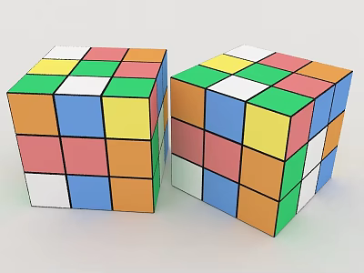 Colorful Rubik's Cube Puzzle Toys With Multicolored Squares And Bright Hues For Kids 3d model