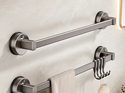 Wall Mounted Bathroom Hooks And Towel Bar With Multiple Hanging Hooks And Towel 3d model