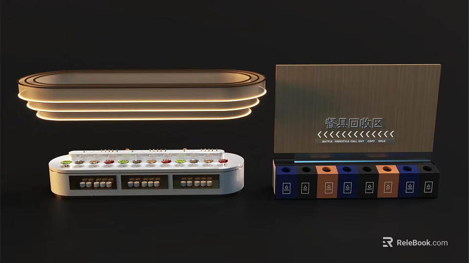 Modern Multi functional Desk With Multi layer Design LED Lighting And Colorful Storage Modules 3d model