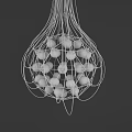 Unique Shaped Chandelier With Metal Wire Frame And Round Illuminated Bulbs
