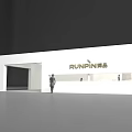 Modern Exhibition Hall Interior With White Sculptures And Human Figures