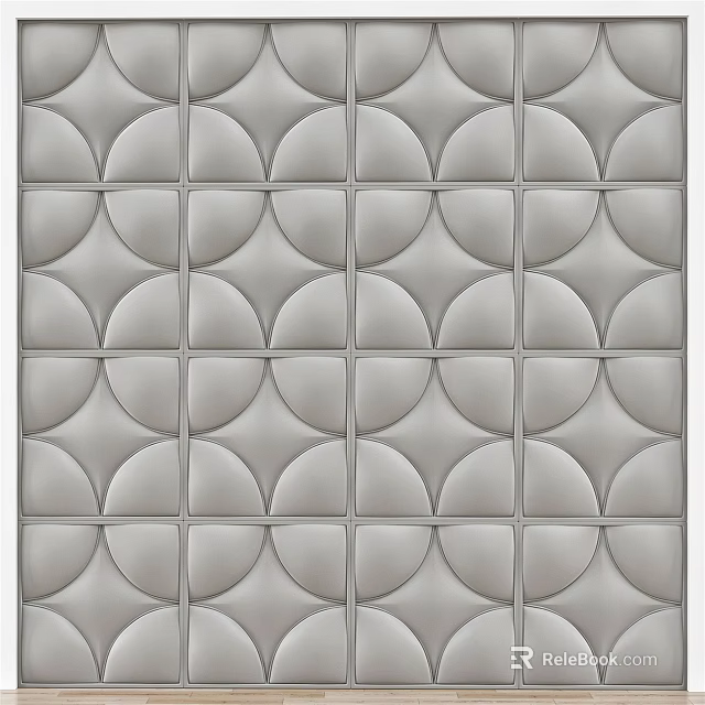 Modern Decorative Wall With Geometric Semi Circular Patterns Neatly Arranged In Light Gray Design 3d model 