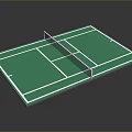Green Tennis Court Surface With White Boundary Lines And Central Net