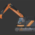 Modern Blue And Orange Crawler Excavator Construction Equipment With Cab Tracks And Bucket