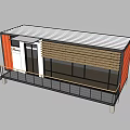 Modern Orange And White Container Building With Black Windows Doors Balcony And Stairs