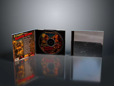 Open Pirates of the Caribbean CD Case With Disc And Metallic Silver Box 3d model