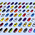 Colorful Mini Toy Cars In Various Colors Arranged Neatly On White Surface