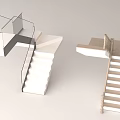 Modern And Wooden Home Staircase Designs With Glass And Rope Railings