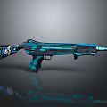 Modern Teal And Black Shotgun With Sleek Design Glossy Finish And Reflective Surface