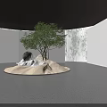 Captivating Art Installation Featuring Glowing Moon Tree Water Ripple Transparent Structure And People Interacting
