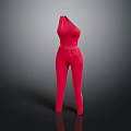 Red One Shoulder Jumpsuit Featuring Slim Fit Design And Stylish Silhouette