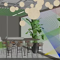 Modern Public Office Space Interior With Open Layout Green Plants And Hanging Pendant Lights
