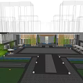 Modern Sales Office Building With Wooden Structure White Facade And Water Feature Entrance