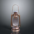 Copper Kerosene Lantern With Glass Shade And Metal Handle Design