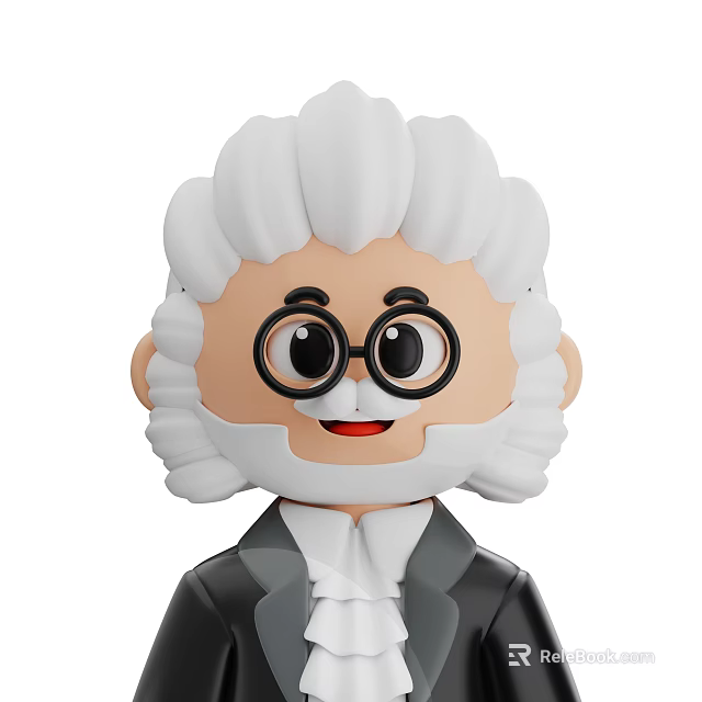 Man With White Curly Hair Wearing Glasses Smiling In Formal Attire Cartoon Character 3d model 