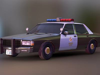 Functional Police Car With Red Blue Lights Department Logo And CA License Plate 3d model