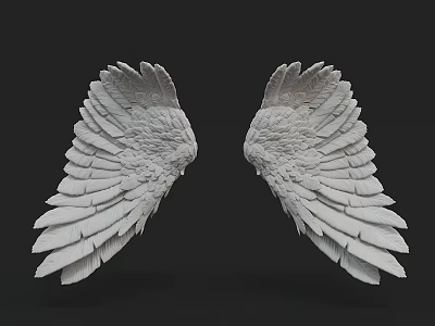 White Wing Shaped Wall Decor With 3D Sculptural Design For Home Interior 3d model