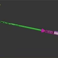 Green Glowing Lightsaber Weapon With Metallic Hilt And Bright Illuminated Beam
