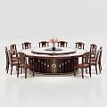 Classic Solid Wood Round Dining Table Set With Lazy Susan And Matching Chairs 3d model