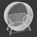 Comfortable Round Rattan Outdoor Chair With White Cushion And Wooden Legs