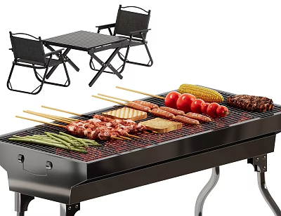 Outdoor Storage Shelf Cabinet For Grill Accessories And Camping Food Supplies Organizer 3d model