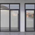Modern Double Casement Doors with Black Frame and Transparent Glass Design 3d model