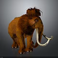 Cartoon Style Orange Mammoth With Shaggy Fur And Long White Tusks