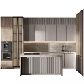 Modern Open Concept Kitchen Interior Featuring Sleek Cabinets And Marble Island Countertop