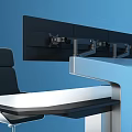 Modern Office Workstation Desk With Multiple Monitors And Ergonomic Chairs 3d model