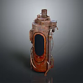 Vintage Rusted Metal Diving Helmet With Round Viewing Window And Pipes