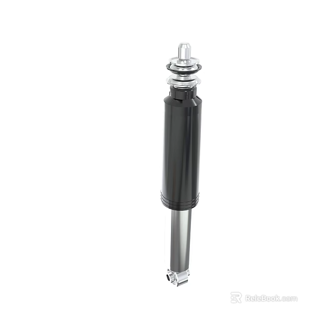 Black Cylindrical Shock Absorber With Silver Top And Bottom Components 3d model 