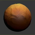 Fresh Ripe Orange With Textured Skin And Green Stem Isolated On Gray Background