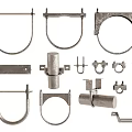 U-bolt pipe fixing buckle nut screw lock metal fitting part component 3d model