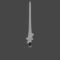 Fantasy Sword With Silver Slender Blade Dark Hilt And Decorative Spherical Ornaments In Elegant Design