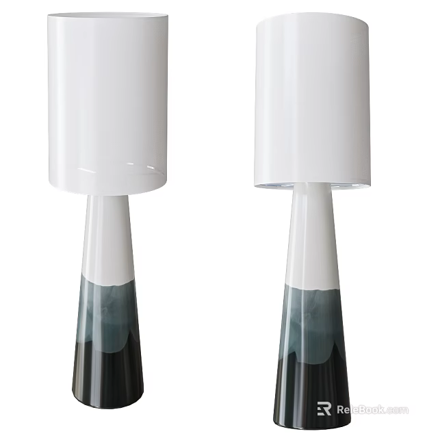 Modern Table Lamp Design Featuring White Shade And Gradient Glass Tapered Base 3d model