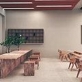 Cafe Bar Interior With Gray Concrete Countertop White Bar Stools Wooden Wall And Menu Board