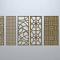 Chinese-style window grilles line silhouette pane window sill border engraved window edge strip construction 3d model