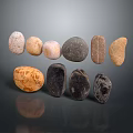 Various Colored Stones And Wood Pieces With Unique Shapes And Textures