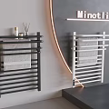 Modern Bathroom Interior With Black And White Wall Mounted Towel Racks