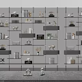 Modern Bookshelf Design With Multiple Shelves Books Decorative Ornaments Storage Boxes And Potted Plant