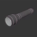 Sleek Handheld Flashlight With Metallic Body Illuminated Head And Reflective Surface