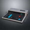 Retro Electronic Calculator Device With Digital Display Blue Red Buttons And Gray Black Casing 3d model