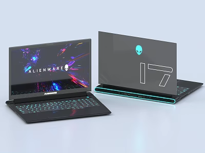 Alienware 17 Gaming Laptop With RGB Keyboard And Colorful Screen 3d model