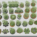 Creative Tree Planters With Assorted Designs Shapes And Lush Green Foliage 3d model