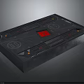 Spacecraft Control Panel Design With Black Surface And Red Square Interface For Astronaut Missions