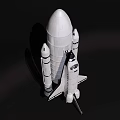 Detailed White Space Shuttle Scale Model With Boosters On Black Background 3d model