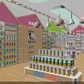 Vibrant Specialty Store Interior With Shelves Stocked Full Of Products And Decorative Pendant Lights